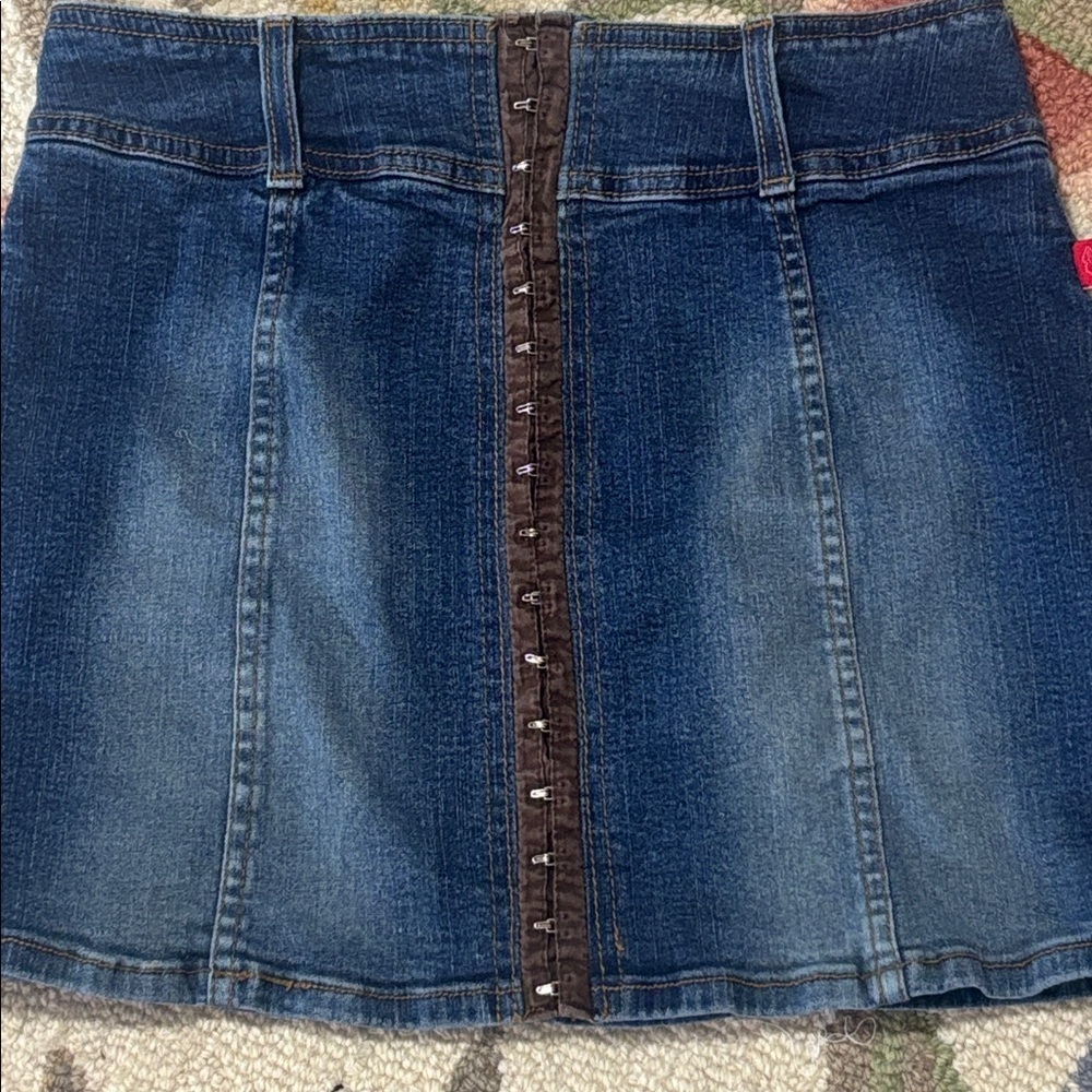 Hot Kiss Y2K Denim Mini skirt, Jean Skirt, front hook n eyes, 3 - Picture 2 of 8